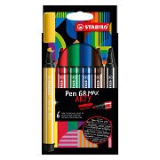 STABILO Pen 68 MAX ARTY - Felt-tip Pen With Thick Chisel Tip - Set of 6 Pieces