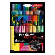 STABILO Pen 68 MAX ARTY - Felt-tip pen with thick chisel tip - Set of 18 pieces