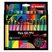 STABILO Pen 68 MAX ARTY - Felt-tip pen with thick chisel tip - Set of 24 pieces