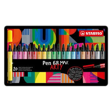 STABILO Pen 68 MAX ARTY - Felt-tip pen with thick chisel tip - Set of 20 pieces
