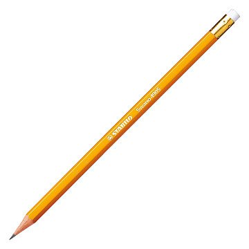 STABILO Swano HB Graphitstift mit Radiergummi - 12 Stück.