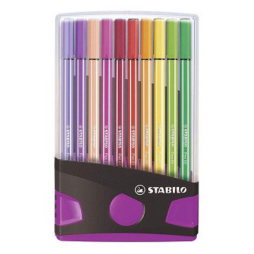 STABILO Pen 68 ColorParade Felt-Tip Pens Pink Anthracite - 20 pcs.