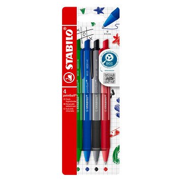 STABILO pointball colorful Ballpoint pens - 4-piece.