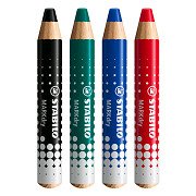 STABILO MARKdry Set of 4 Whiteboard Pencils, Sharpener and Cleaning Cloth