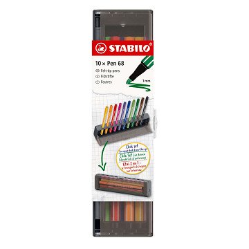 STABILO Pen 68 Klick-Set Filzstifte - 10-teilig.