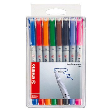 STABILO OHPen Feinradierbarer Marker im Etui - 8-teilig.