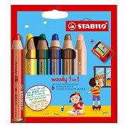 STABILO woody 3in1 Multitalent Pencils - 6-piece with Pencil Sharpener