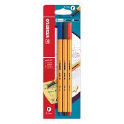 STABILO point 88 Fineliners Blauw Rood Zwart - 3dlg.