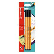 STABILO point 88 Fineliners Zwart - 3dlg.