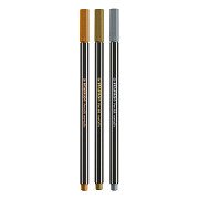STABILO Pen 68 Metallic Filzstifte Silber Gold Kupfer - 3-teilig.