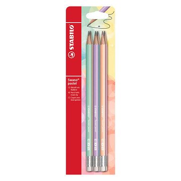 STABILO Swano Pastell HB Graphitstifte mit Radiergummispitze - 6-teilig.