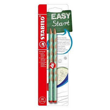 STABILO EASYgraph HB Graphitstifte für Rechtshänder, Grün - 2 Stück.