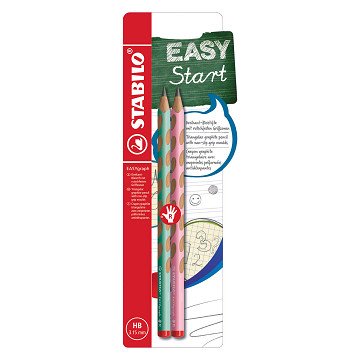 STABILO EASYgraph Pastell HB Graphitstifte für Rechtshänder Grün Rosa - 2-teilig.