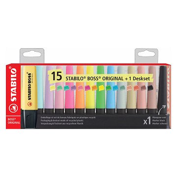 STABILO BOSS Original Pastel & NatureCOLORS Markeerstiften Bureau Set - 15dlg.