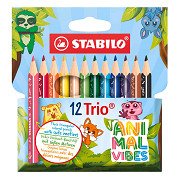 STABILO ANIMAL VIBES Trio thick short Kleurpotloden - 12dlg.