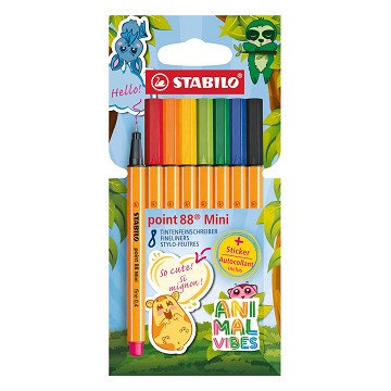 STABILO ANIMAL VIBES point 88 MINI Fineliners - 8dlg. met Sticker