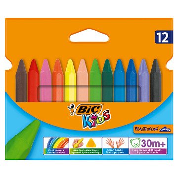 BIC Kids Plastidecor Dreieck farbige Kreide, 12 Stk.