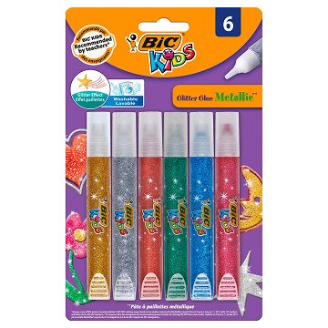 BIC Kids Glitzerkleber Metallic, 6Stk.