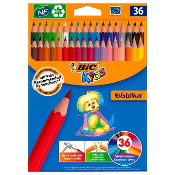 BIC Kids Ecolution Evolution Colouring Pencils, 36 pcs.