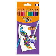 BIC® Kids Coloring Pencils, 3.3 mm, Assorted Colors, Pack Of 12 Pencils