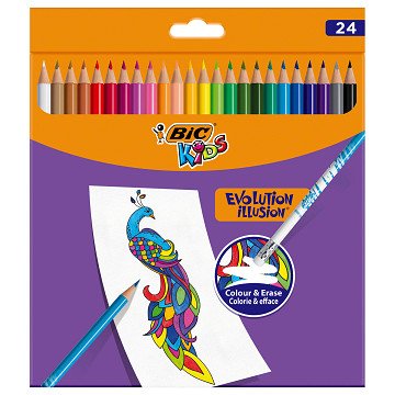 BIC Kids Evolution Erasable Colored Pencils, 24 pcs.