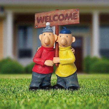 Neighbor & Neighbor Garden Statue - Duo Welcome