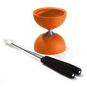 Rubber Diabolo met Aluminium Stokken - Oranje