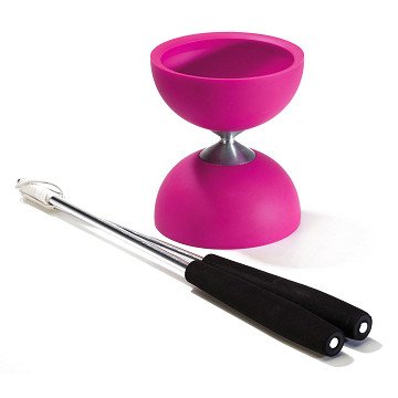 Rubber Diabolo with Aluminum Sticks - Pink