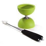 Rubber Diabolo met Aluminium Stokken - Groen