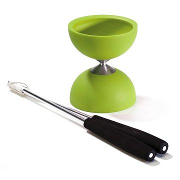 Rubber Diabolo with Aluminum Sticks - Green