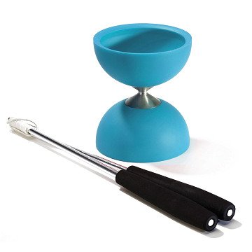 Rubber Diabolo with Aluminum Sticks - Light Blue