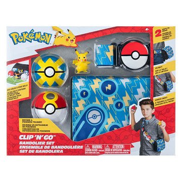 Pokémon-Bandolier-Set Quick Ball, Repeat Ball und Pikachu-Gürteltasche