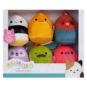 Squishmallows Plüschtier Plüsch-Micromallows - Charles, Onel, Mo, Cookie, Reed, Layla, 6er-Pack