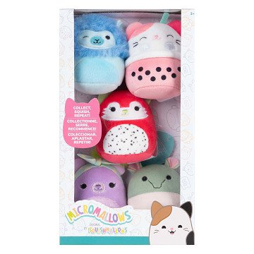 Squishmallows Knuffel Pluche - Micromallows Silvy, Rozen, Aarin, Roxy, Gerald - 5dlg.