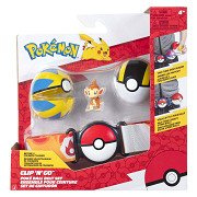 Pokémon Clip 'N' Go With Belt Playset Chimchar Quick Ball
