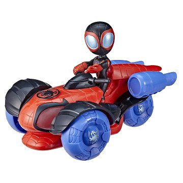 Marvel Spidey and His Amazing Friends Glow Tech Techno-Racer en Miles Morales Actiefiguur