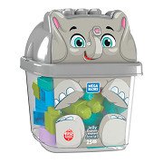 Mega Bloks Secchiello Elefante: 25 Pezzi Grandi Per Costruzioni, Contenitore A Forma Di Elefante, Gioco Educativo Per Bambini 1-5 Anni, GFX30