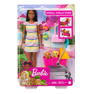 Barbie Doll Walk and Play Puppy - Brown Hair