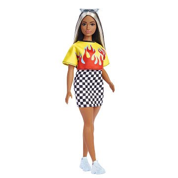 Barbie Fashionista Pop - Geel Topje en Geblokt Rokje