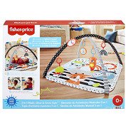 Fisher-Price 3-in-1 Babygym, speelmat, voor baby tot peuter, met 5 ontwikkelingsgerichte speeltjes met lichtjes en geluidjes en verstelbare boog, Regenwoud, HJW08