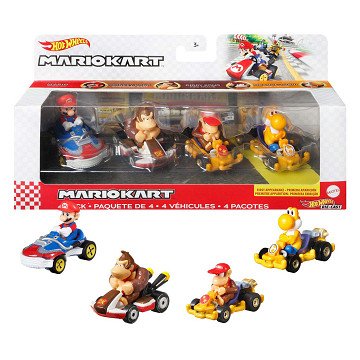 Hot Wheels Mario Kart Die-cast, 4st.