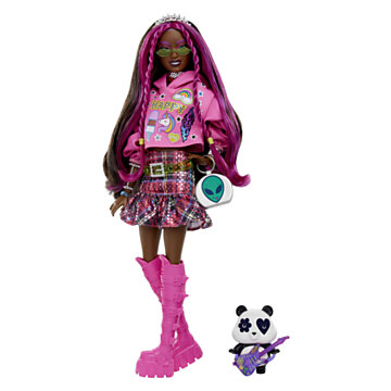 Barbie Extra Doll Pink Hair Punk Style with Panda