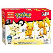 Mega Construx Pokemon Construction Set - Build and Show Pikachu Evolution Trio