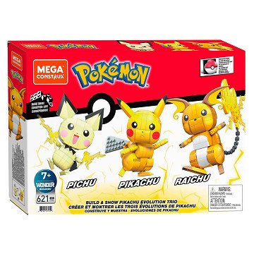 Mega Construx Pokemon Bouwset - Build and Show Pikachu Evolution Trio