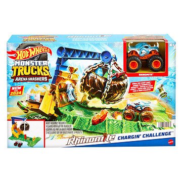 Hot Wheels Monster Trucks Arene Smahers Rhinomite Race Challenge Playset