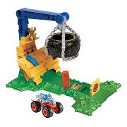 Hot Wheels Monster Trucks Arene Smahers Rhinomite Race Challenge Playset