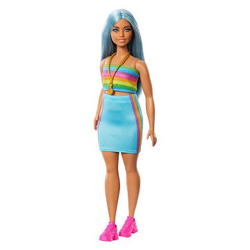 Barbie Fashionistas Modepuppe Regenbogenoberteil und grüner Rock