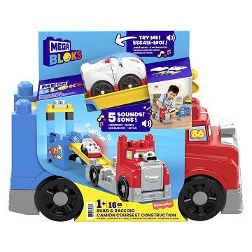 Mega Bloks Construction and Race Truck - 16pcs.