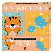 Meine ersten Puzzles – Tiger & lachende Wale, 2x4 Teile.