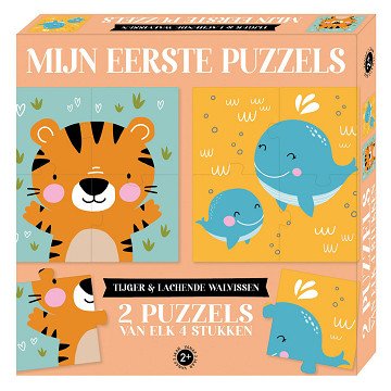 Meine ersten Puzzles – Tiger & lachende Wale, 2x4 Teile.